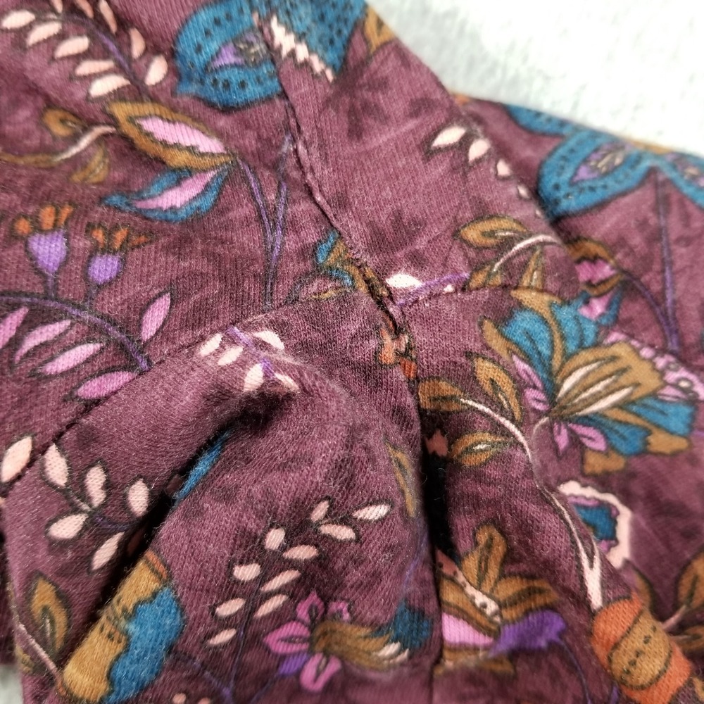 Vintage America Top Women L Large Purple Floral Boho Peasant Blouse Long Sleeve - Picture 12 of 12